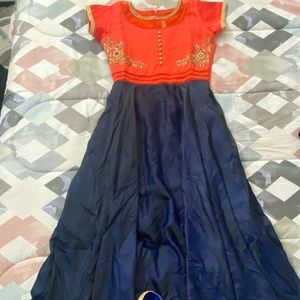 Beautiful orange and navy blue salwar